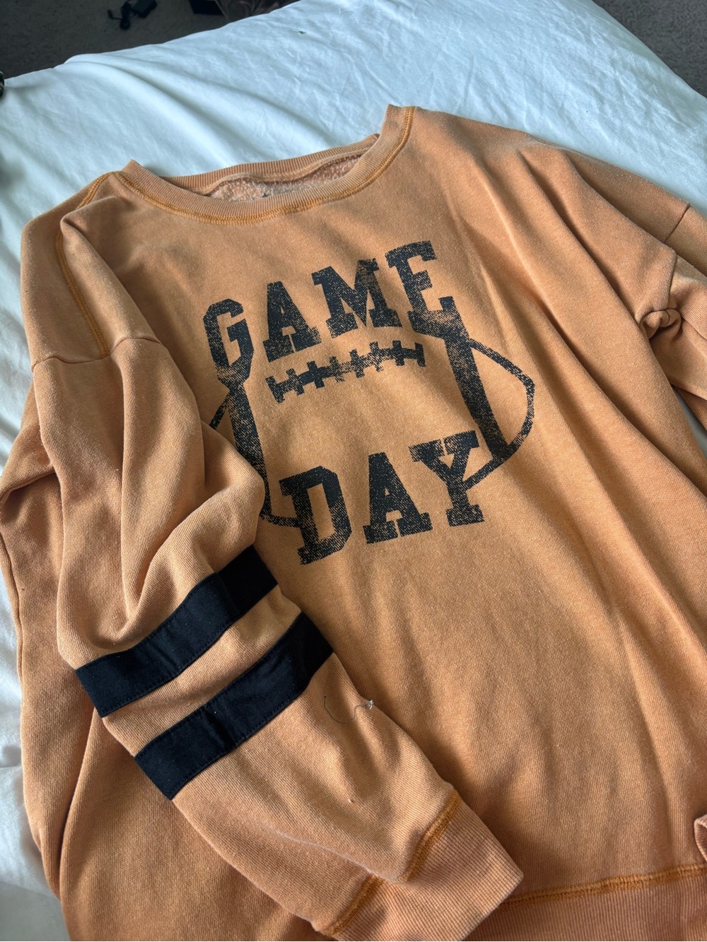 Game Day Crewneck Sweatshirt in Orange with Black Accents